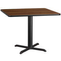 Flash Furniture XU-WALTB-4242-T3333-GG 42" Square Walnut Laminate Table Top with 33" Table Height Base